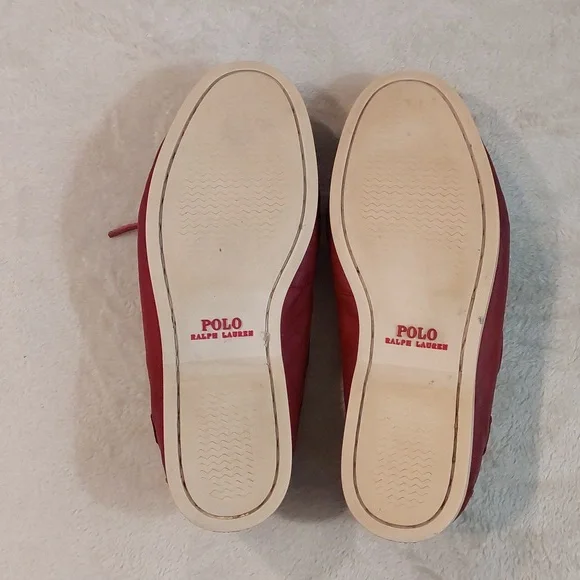 Polo Ralph Lauren Bienne II LU-BTS Mens Red Leather Boat Loafer Shoes Sizs 8.5 D - Picture 12 of 12